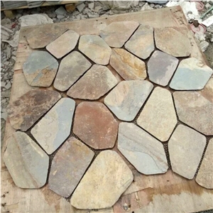 Natural Multicolor Slate Flagstone Pattern/Crazing Paving Stone/Irregular Mesh Paver