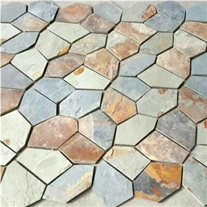 Natural Multicolor Slate Flagstone Pattern/Crazing Paving Stone/Irregular Mesh Paver