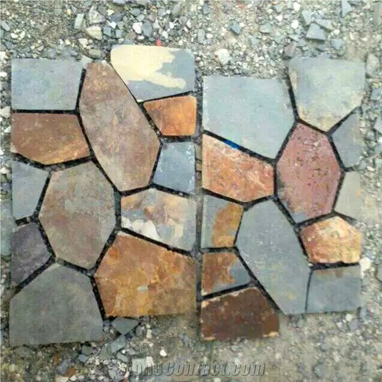 Natural Multicolor Slate Flagstone Pattern/Crazing Paving Stone/Irregular Mesh Paver