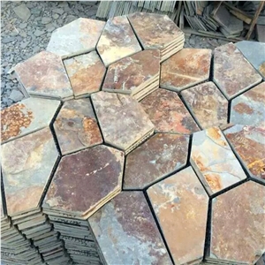 Natural Multicolor Slate Flagstone Pattern/Crazing Paving Stone/Irregular Mesh Paver