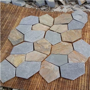 Natural Multicolor Slate Flagstone Pattern/Crazing Paving Stone/Irregular Mesh Paver
