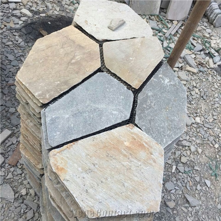 Natural Multicolor Slate Flagstone Pattern/Crazing Paving Stone/Irregular Mesh Paver