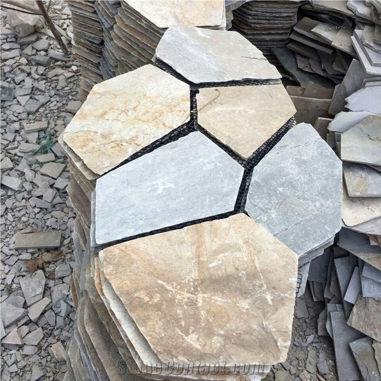 Natural Multicolor Slate Flagstone Pattern/Crazing Paving Stone/Irregular Mesh Paver