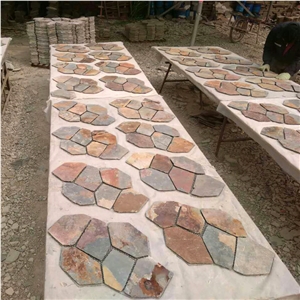 Natural Multicolor Slate Flagstone Pattern/Crazing Paving Stone/Irregular Mesh Paver