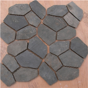 Natural Multicolor Slate Flagstone Pattern/Crazing Paving Stone/Irregular Mesh Paver