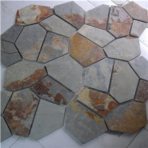 Natural Multicolor Slate Flagstone Pattern/Crazing Paving Stone/Irregular Mesh Paver