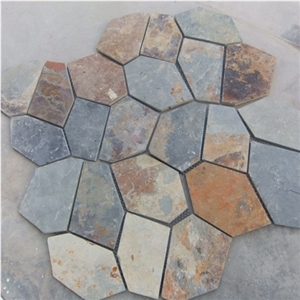 Natural Multicolor Slate Flagstone Pattern/Crazing Paving Stone/Irregular Mesh Paver
