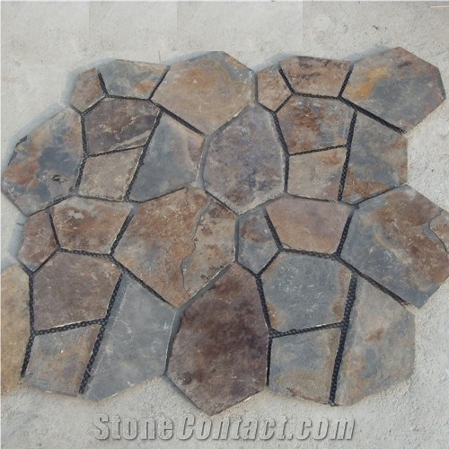Natural Multicolor Slate Flagstone Pattern/Crazing Paving Stone/Irregular Mesh Paver