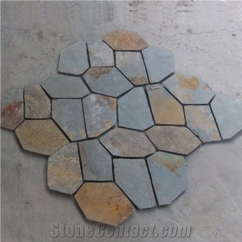 Natural Multicolor Slate Flagstone Pattern/Crazing Paving Stone/Irregular Mesh Paver