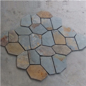 Natural Multicolor Slate Flagstone Pattern/Crazing Paving Stone/Irregular Mesh Paver