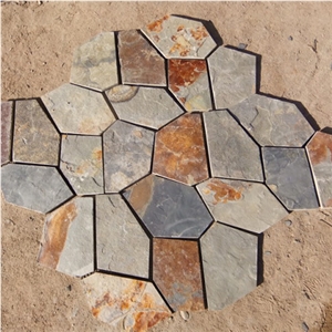 Natural Multicolor Slate Flagstone Pattern/Crazing Paving Stone/Irregular Mesh Paver