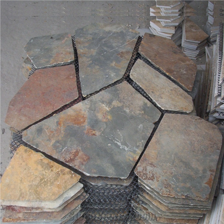 Natural Multicolor Slate Flagstone Pattern/Crazing Paving Stone/Irregular Mesh Paver
