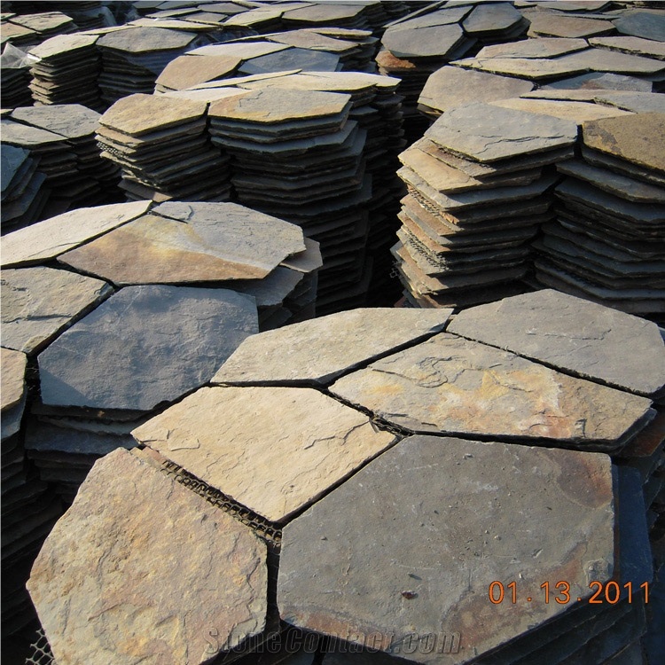 Natural Multicolor Slate Flagstone Pattern/Crazing Paving Stone/Irregular Mesh Paver