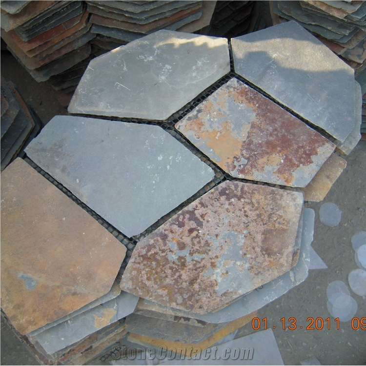 Natural Multicolor Slate Flagstone Pattern/Crazing Paving Stone/Irregular Mesh Paver