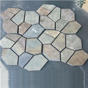 Natural Multicolor Slate Flagstone Pattern/Crazing Paving Stone/Irregular Mesh Paver