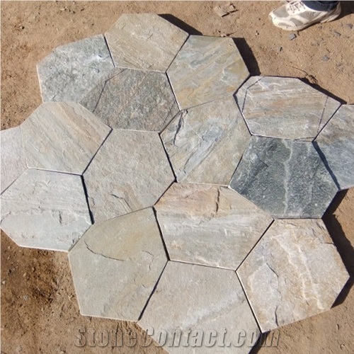 Natural Multicolor Slate Flagstone Pattern/Crazing Paving Stone/Irregular Mesh Paver