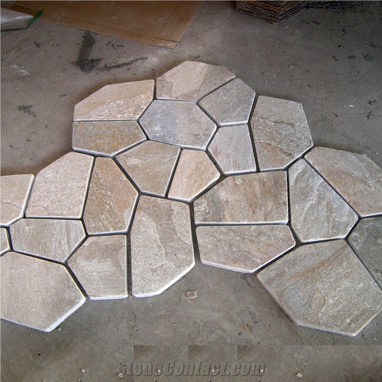 Natural Multicolor Slate Flagstone Pattern/Crazing Paving Stone/Irregular Mesh Paver