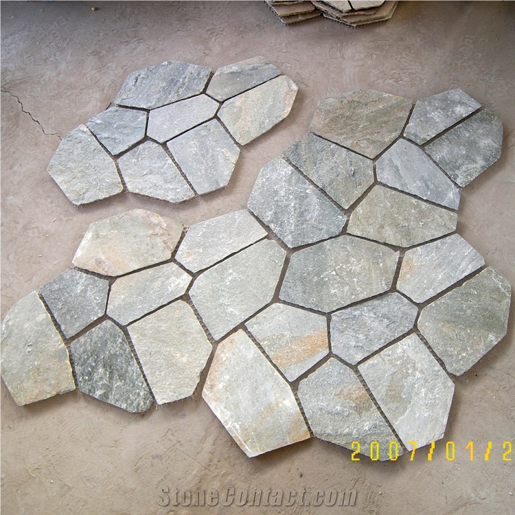 Natural Multicolor Slate Flagstone Pattern/Crazing Paving Stone/Irregular Mesh Paver