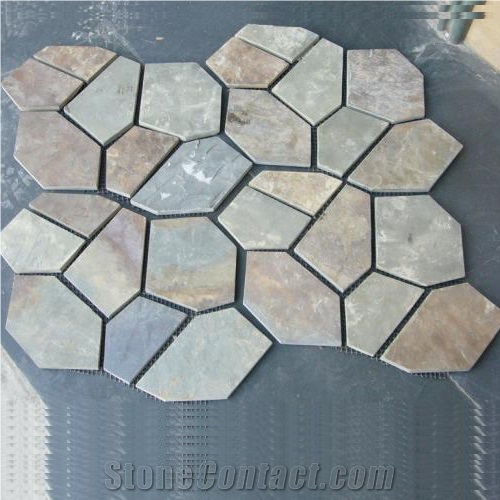 Natural Multicolor Slate Flagstone Pattern/Crazing Paving Stone/Irregular Mesh Paver