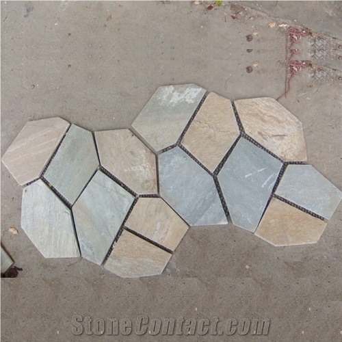Natural Multicolor Slate Flagstone Pattern/Crazing Paving Stone/Irregular Mesh Paver