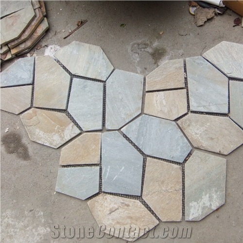 Natural Multicolor Slate Flagstone Pattern/Crazing Paving Stone/Irregular Mesh Paver