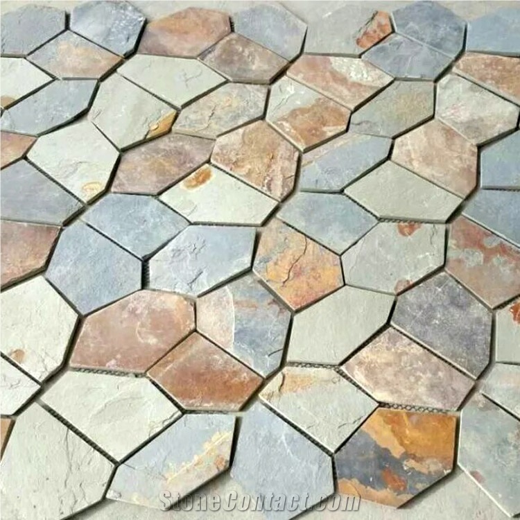 Natural Multicolor Slate Flagstone Pattern/Crazing Paving Stone/Irregular Mesh Paver