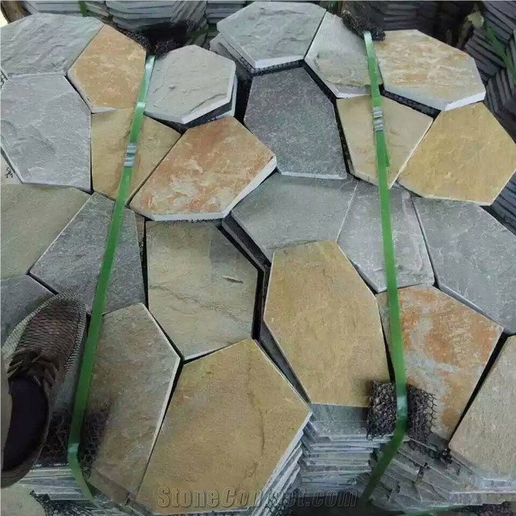 Natural Multicolor Slate Flagstone Pattern/Crazing Paving Stone/Irregular Mesh Paver