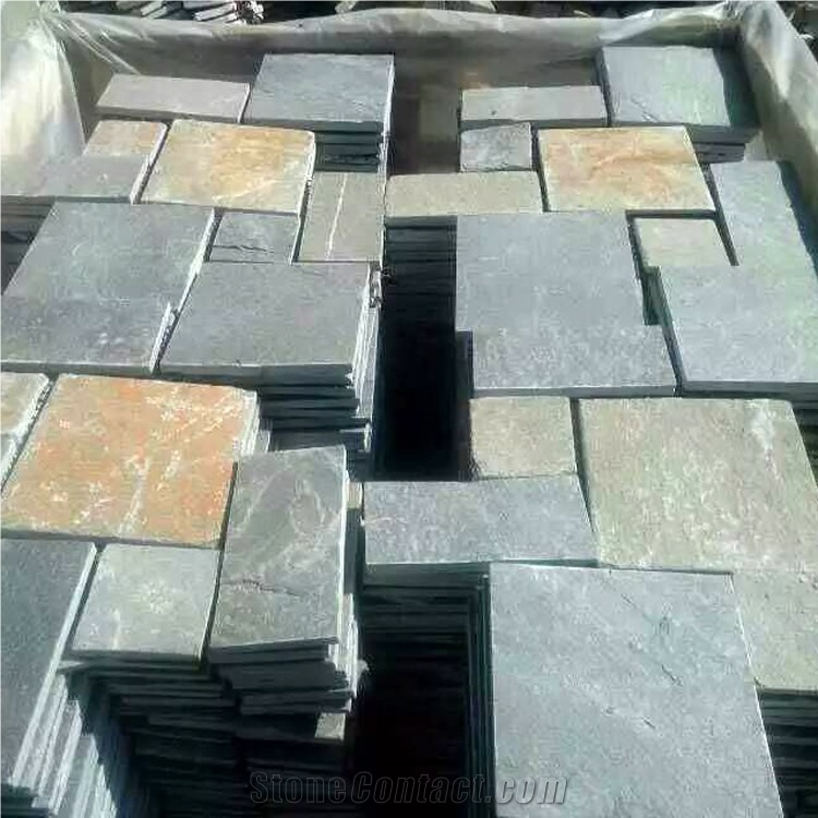 Natural Multicolor Slate Flagstone Pattern/Crazing Paving Stone/Irregular Mesh Paver