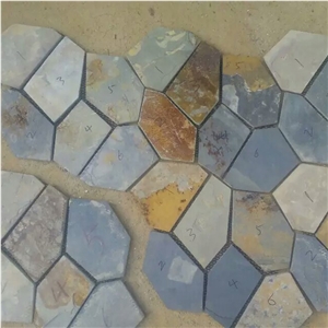 Natural Multicolor Slate Flagstone Pattern/Crazing Paving Stone/Irregular Mesh Paver