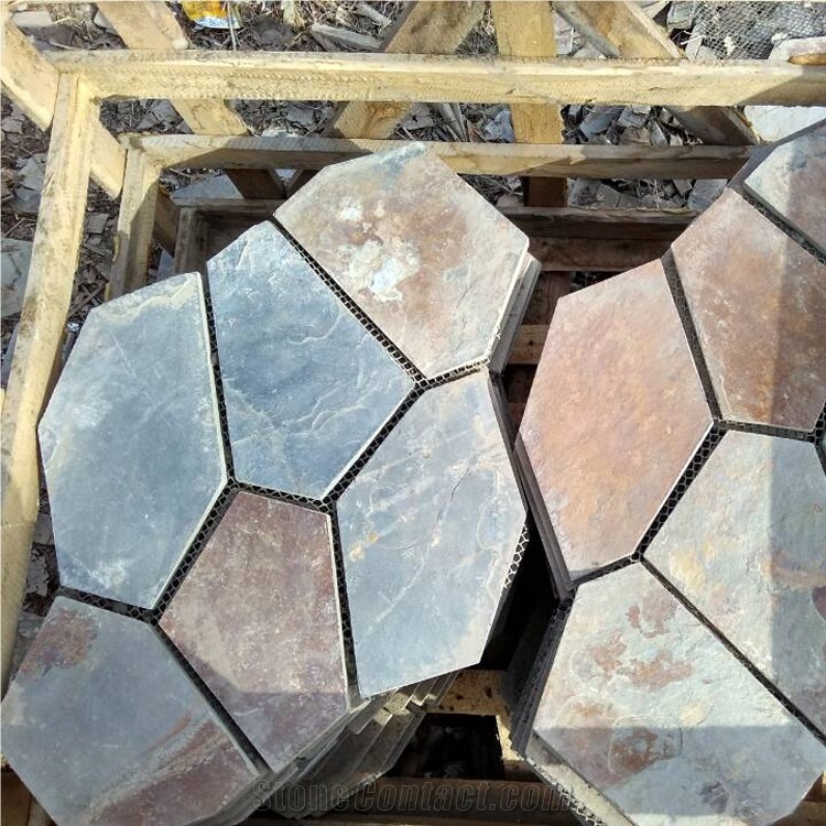 Natural Multicolor Slate Flagstone Pattern/Crazing Paving Stone/Irregular Mesh Paver
