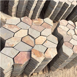 Natural Multicolor Slate Flagstone Pattern/Crazing Paving Stone/Irregular Mesh Paver