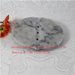 Oval Grey Marble Soap Dish with Drain Holes