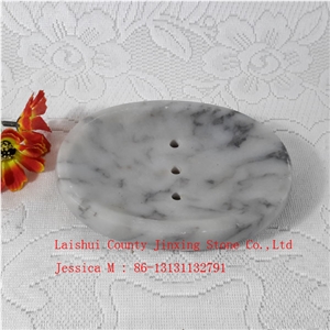 Oval Grey Marble Soap Dish with Drain Holes