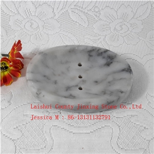 Oval Grey Marble Soap Dish with Drain Holes
