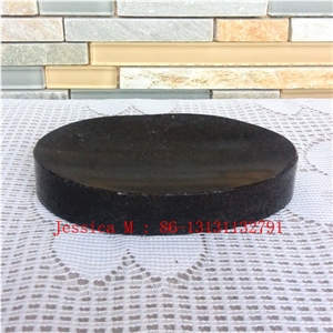 Oval Shape Black Marble Soap Dish