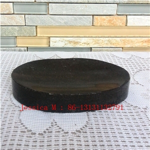 Oval Shape Black Marble Soap Dish