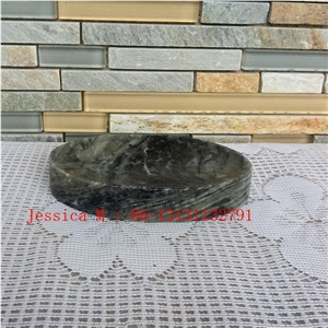 Oval Shape Green Marble Soap Dish for Bath Accessories