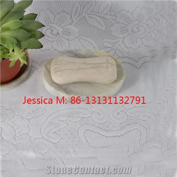 Oval Shape Light Green Marble Soap Dish