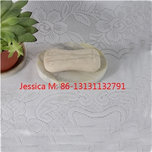 Oval Shape Light Green Marble Soap Dish