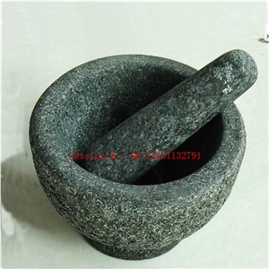 Oversized Grey Granite Mortar and Pestle