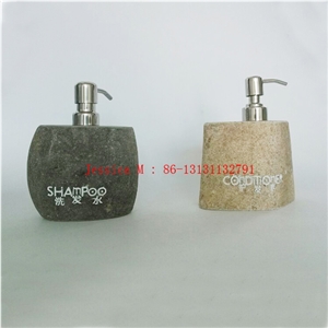 River Rock Soap Dispenser / Liquid Soap Dispenser Soap Dish Tray Tumbler Mug Natural River Stone Bathroom Accessories Set