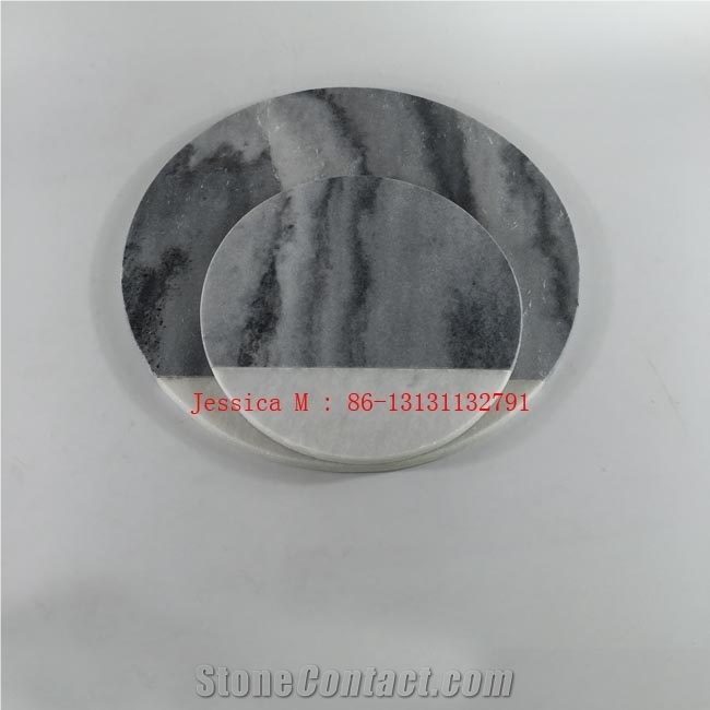 Round Grey and White Marble Cheese Board /Round Marble Cutting Board /Round Marble Serving Board /Round Marble Chopping Blocks