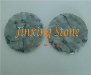 Round Grey Marble Bar Drink Coaster Set with Holder Set Of 6