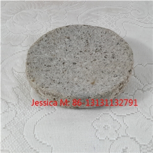 Round Rough Surface Grey Granite Soap Dish