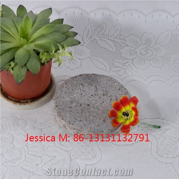 Round Rough Surface Grey Granite Soap Dish