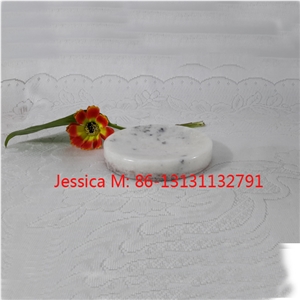 Round White Marble Soap Dish