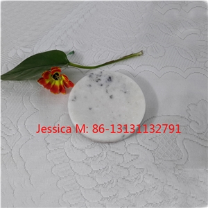 Round White Marble Soap Dish