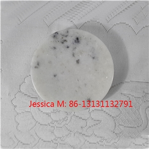 Round White Marble Soap Dish