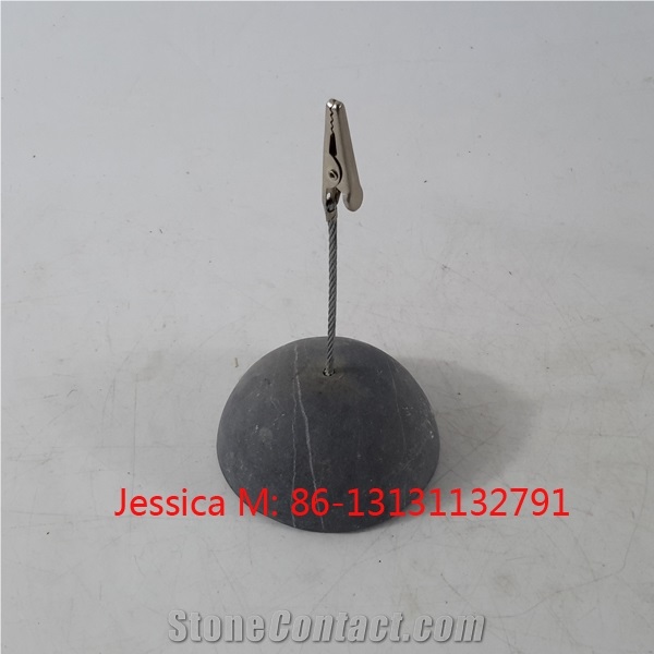 Semicircle Shape Stone Base Place Card Holder