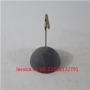 Semicircle Shape Stone Base Place Card Holder